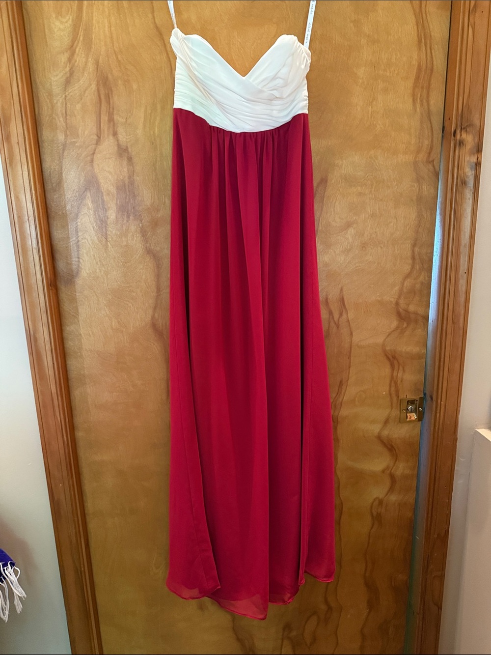 Alfred Angelo White & Red chiffon bridesmaid dress